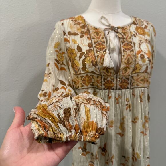 Spell & The Gypsy Collective Hendrix Boho Floral Long Sleeve Peasant Top XS Fall - Picture 4 of 9